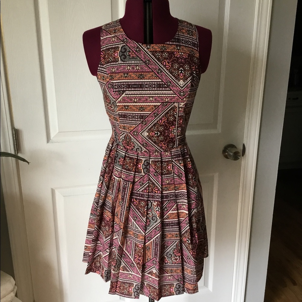 Altard State Fit Flare Dress Cut Out Back Pleated
